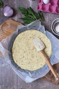 a circle is formed with the cauliflower dough