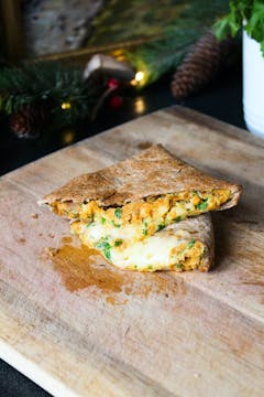 leftover veg melt wraps on a wooden board