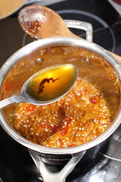 chilli oil in saucepan 