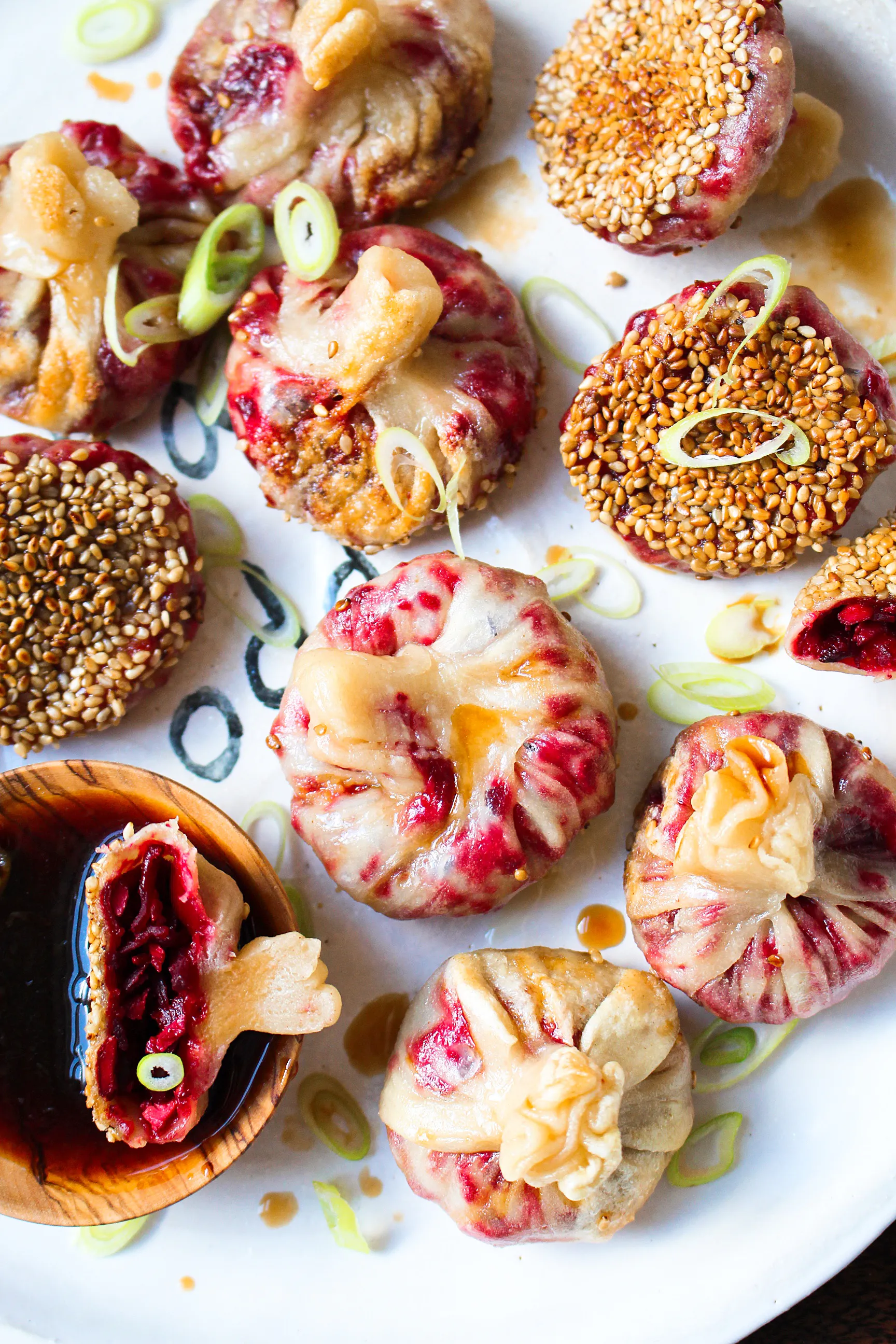 Beetroot Gyoza with Ponzu Sauce 