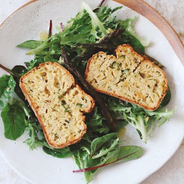 asparagus loaf on a bed of salad