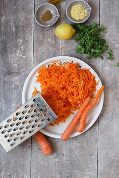 grated carrots in oddbox plate