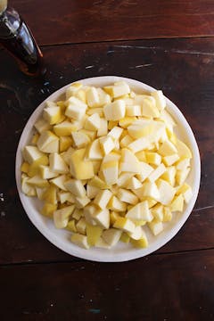 chopped apple on a plate 
