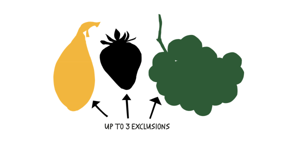 Up to 3 exclusions