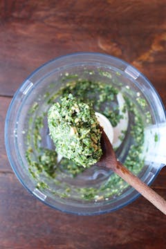 Pesto in a food processor