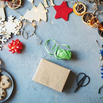 a christmas present being wrapped