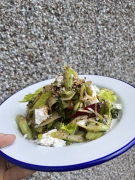 Kohlrabi, Apple and Celery salad in a bowl