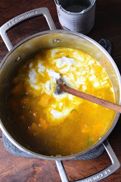 Stew cooking in saucepan 