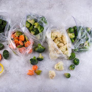 frozen vegetables in separate bags