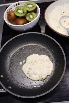 Pancake cooking in frying pan