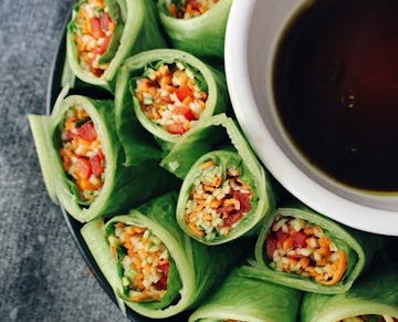 lettuce wrap with colourful filling inside 