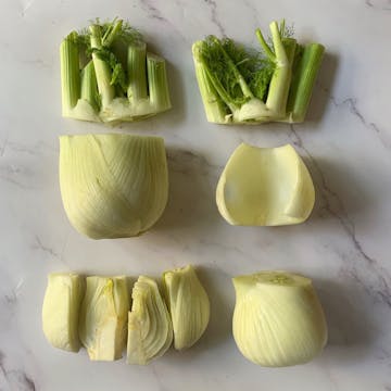fennel cut into 6 pieces
