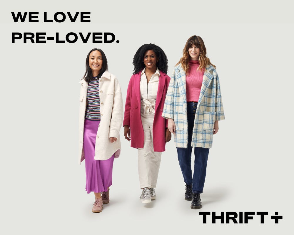 Thrift+ models wearing pre-loved