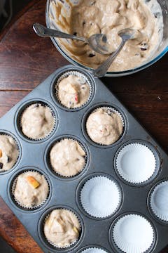 Muffin batter in muffin cases