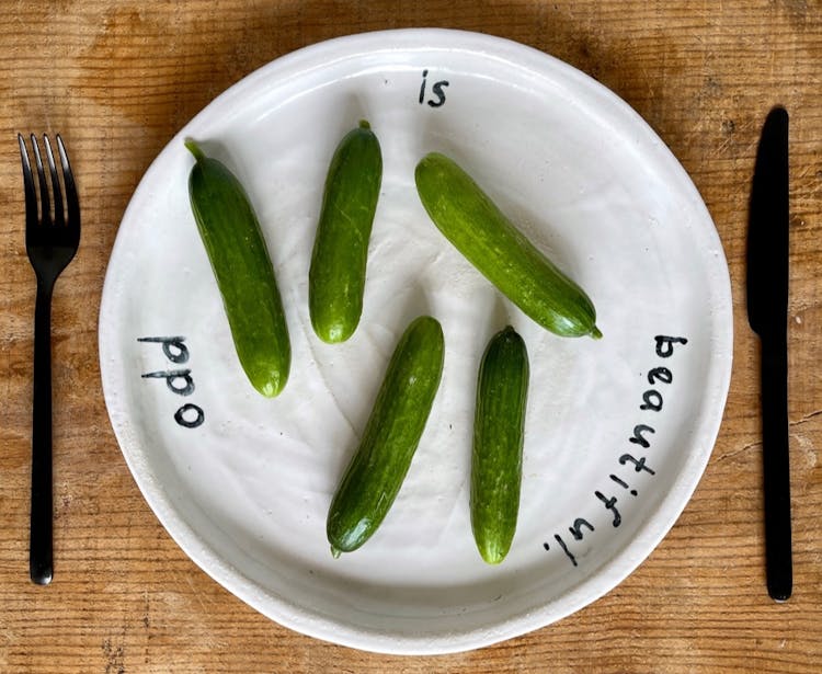 Mini cucumbers on a plate