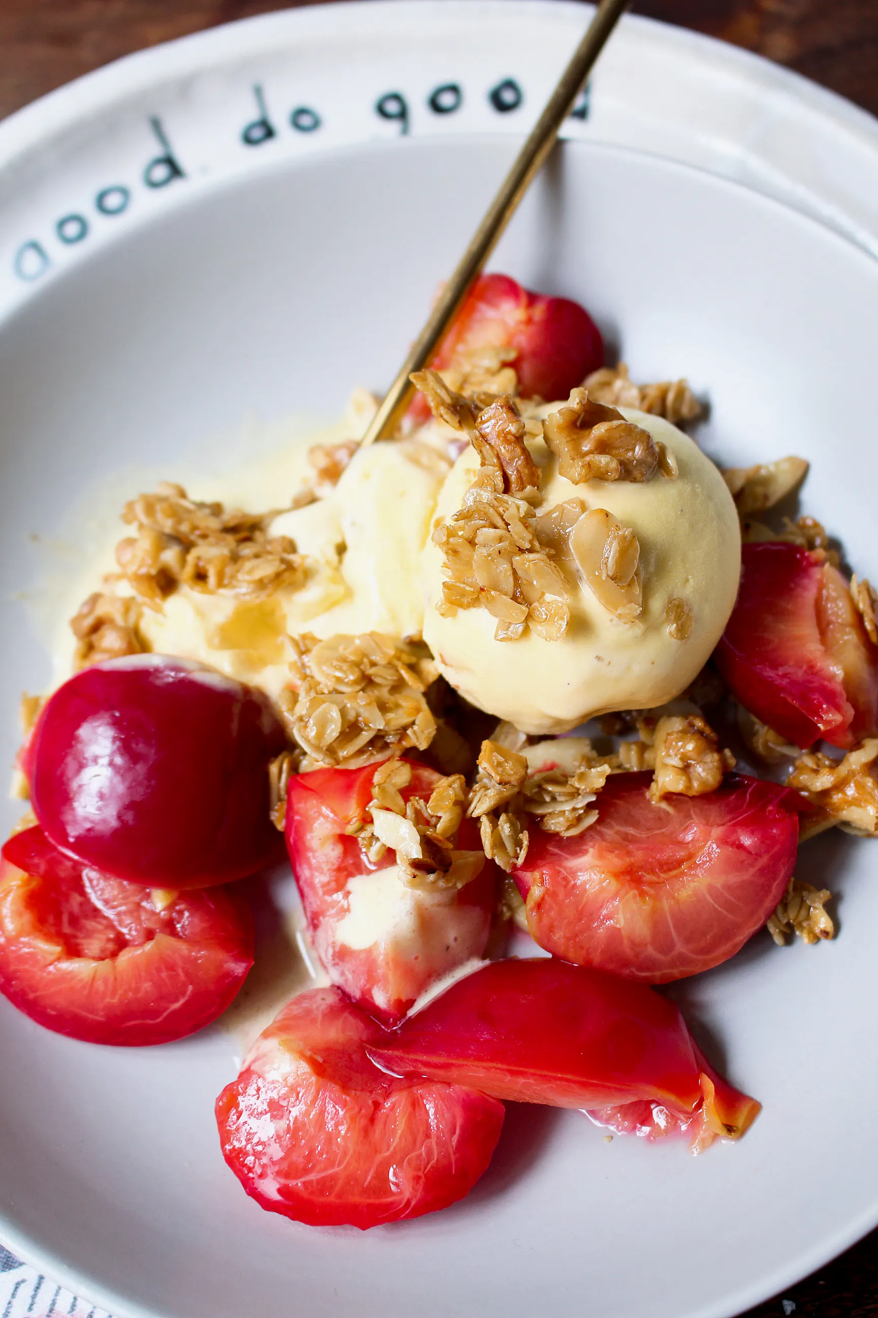 Poached plums & Golden Oats