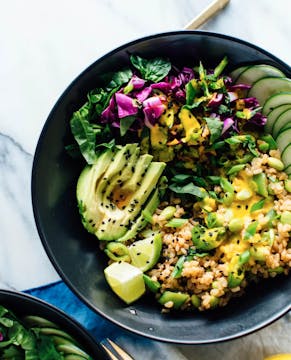 Buddha bowl containing lots of veg 