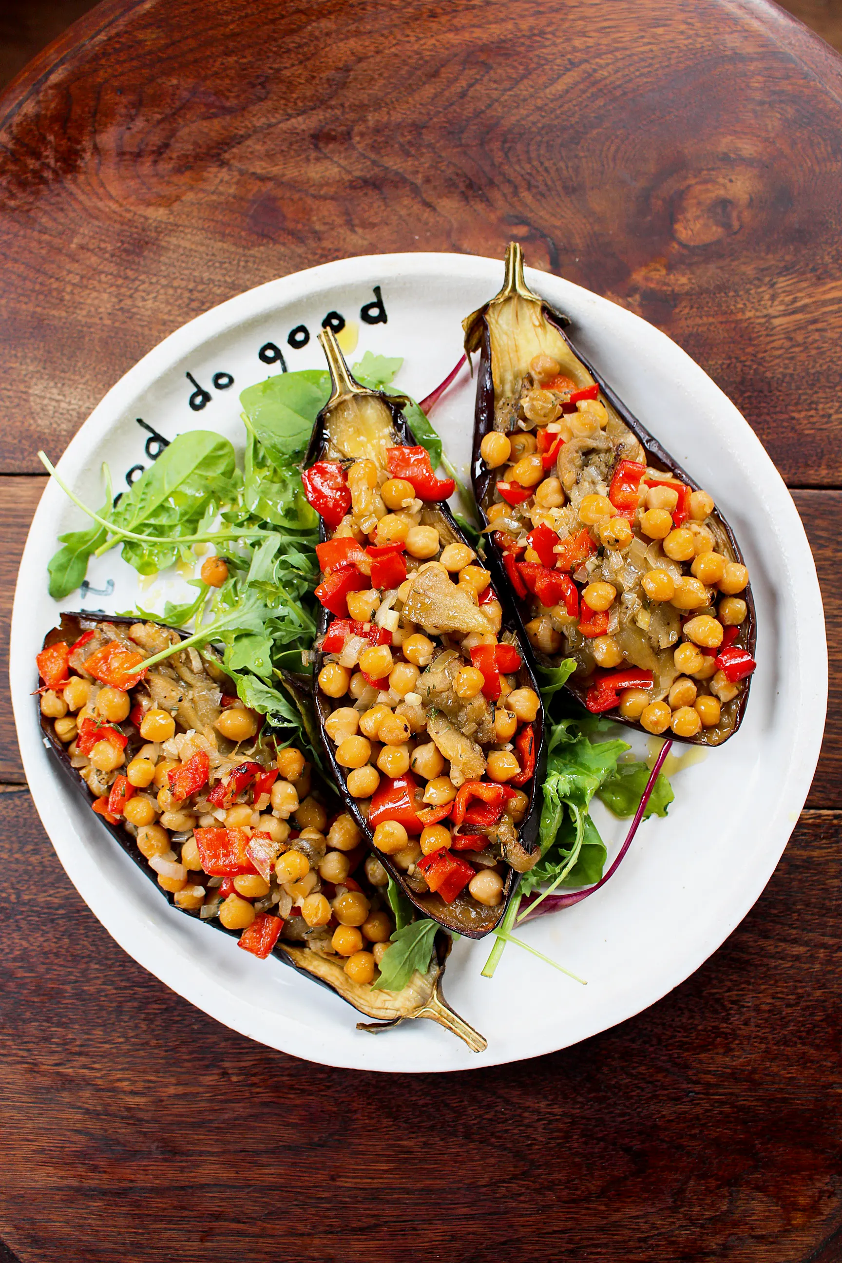 Zero-Waste Chickpea Stuffed Aubergines