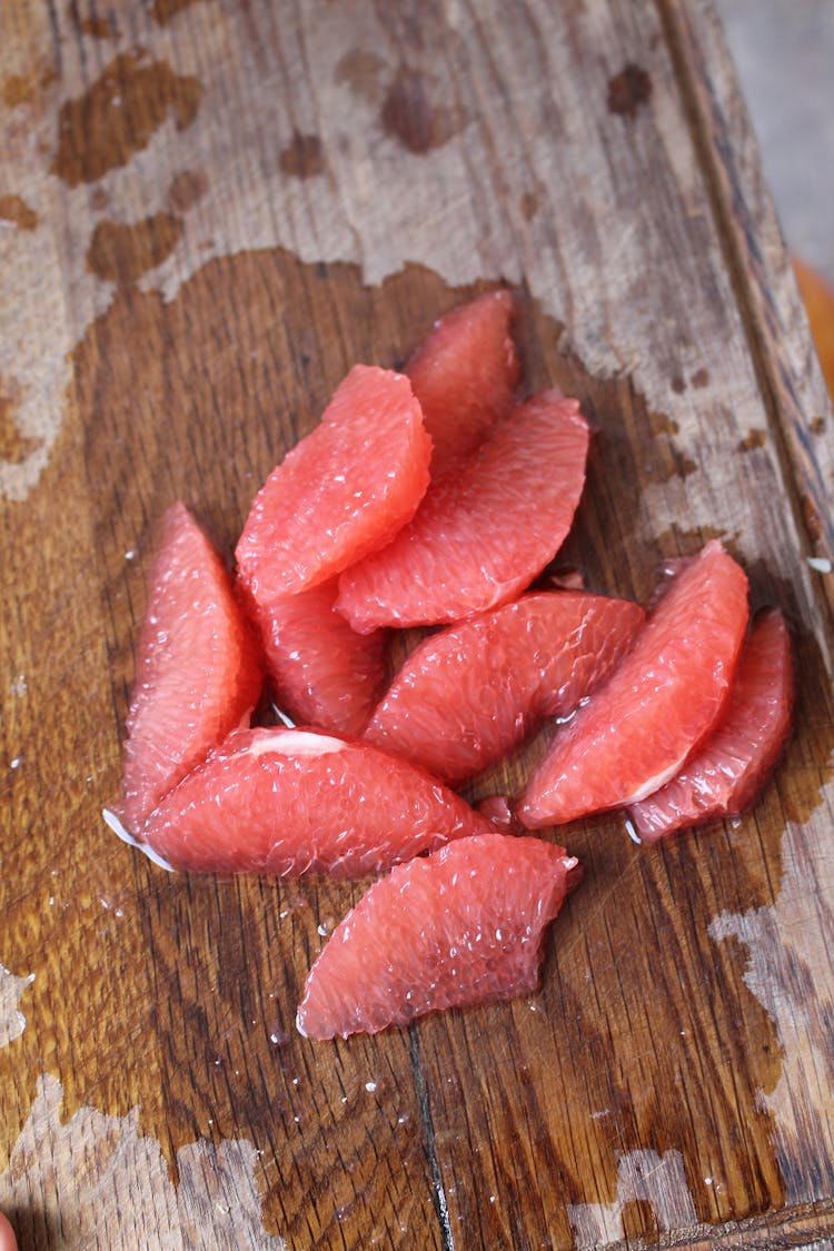 peeled pink grapefruit slices 