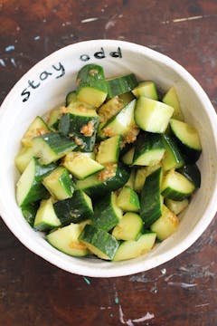combined ingredients for cucumber salad