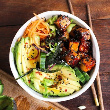 Avocado & Crispy Tofu Poke Bowl