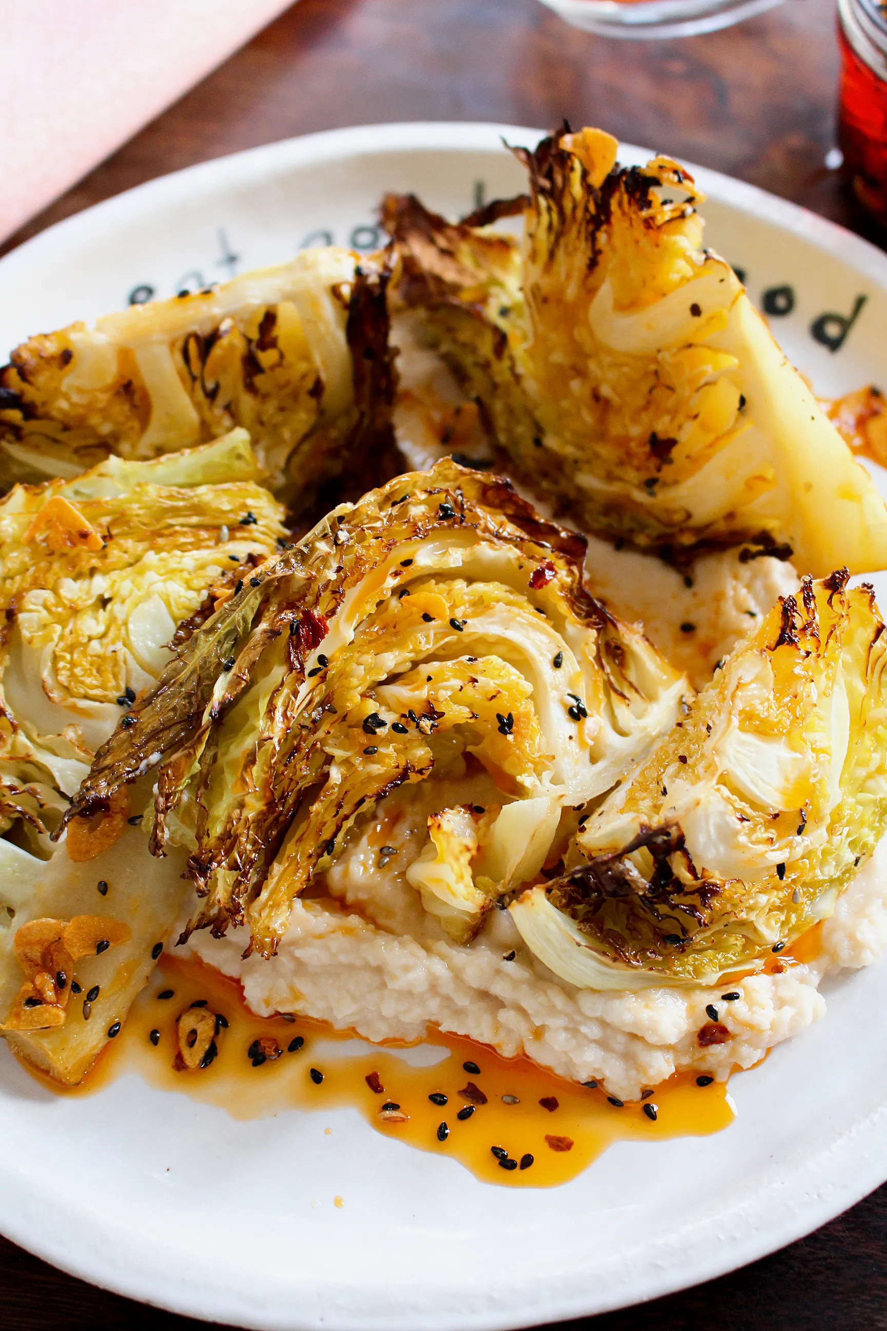 Roasted Cabbage Wedges with Harissa Oil