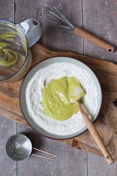 bowl of flour and avocado mixture