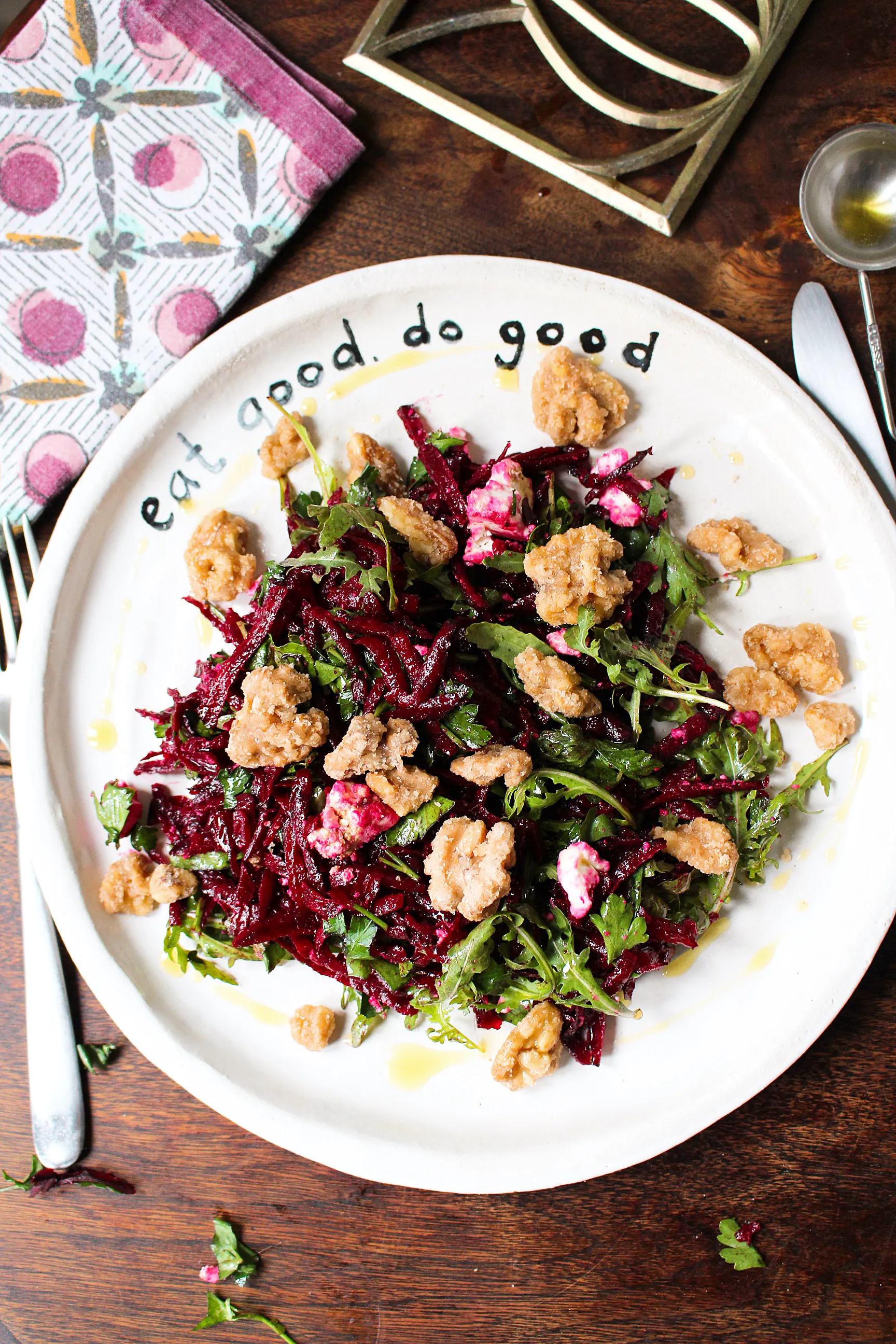 Beetroot Salad with Parsley, Candied Walnut & Feta