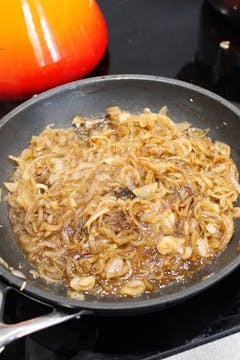 caramelised onion on a frying pan