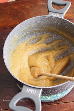 apple puree cooked in a sauce pan 