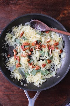 Onions cooking in frying pan