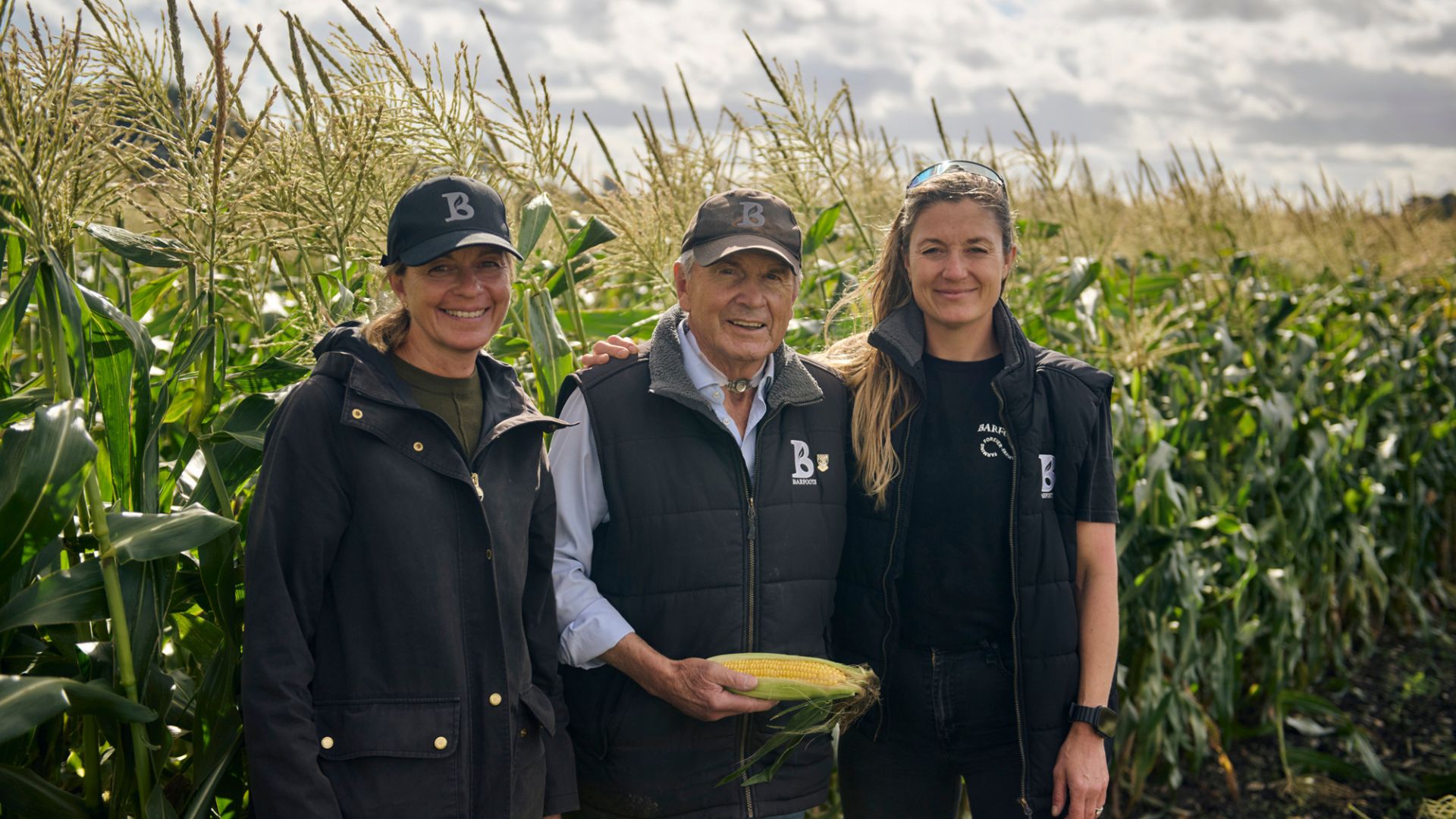 Peter Barfoot and team in a field.