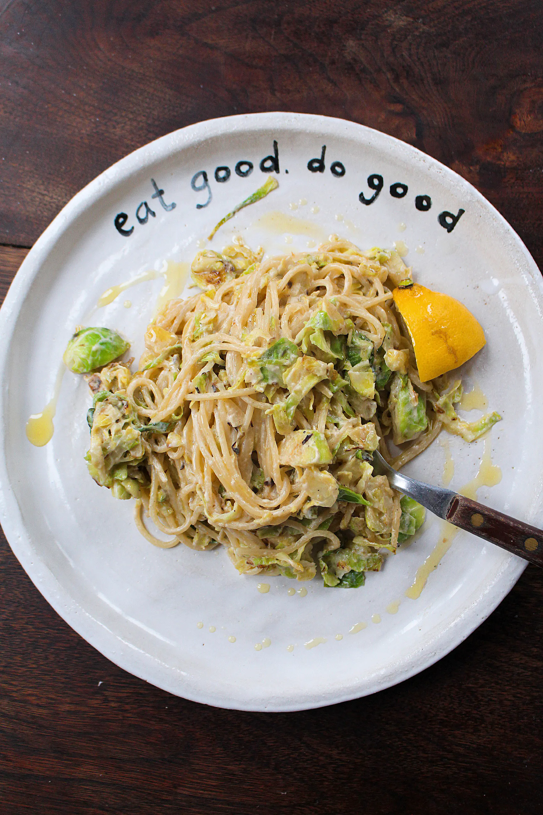 Brussels Sprouts & Garlic Spaghetti