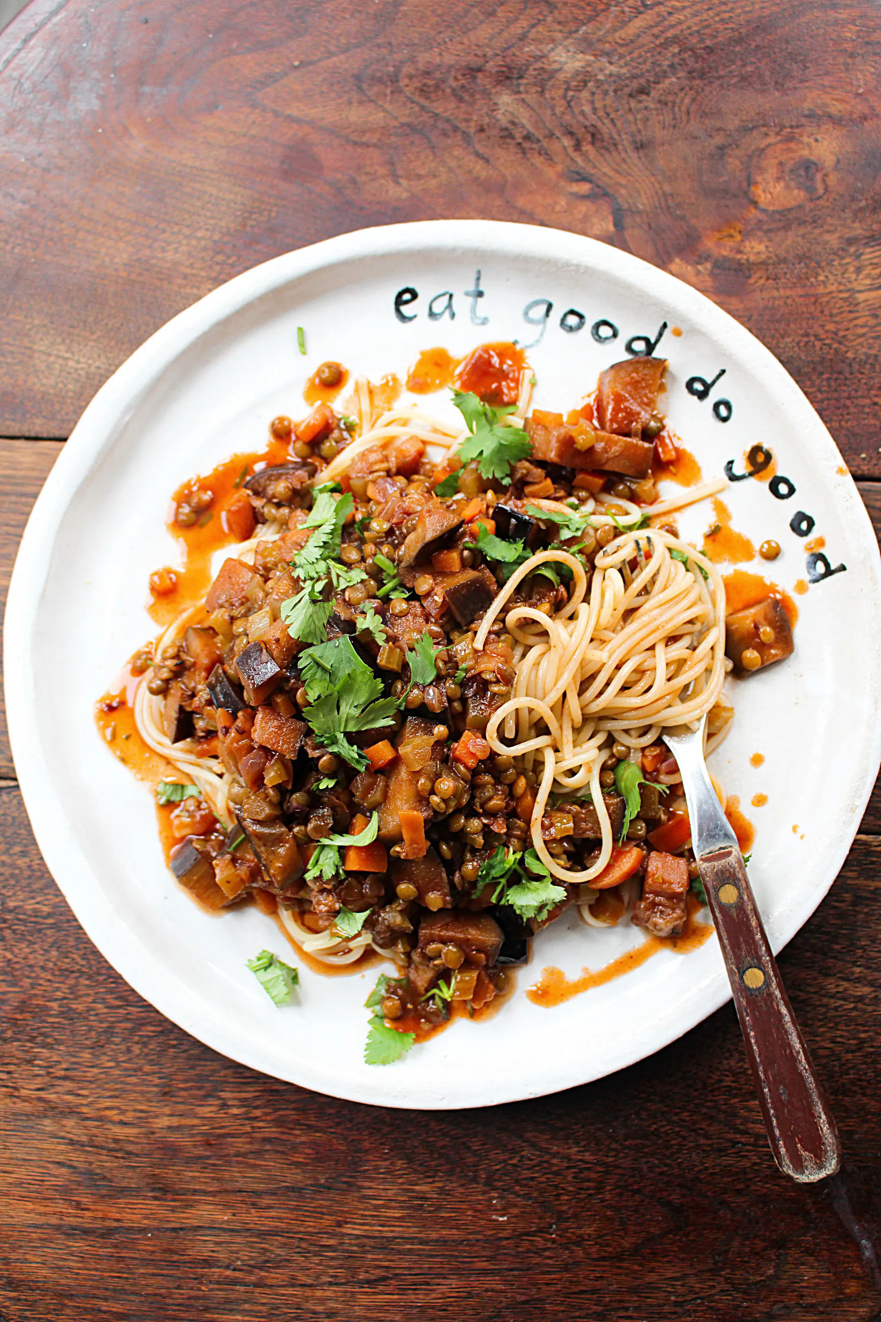 Aubergine Spaghetti Bolognese