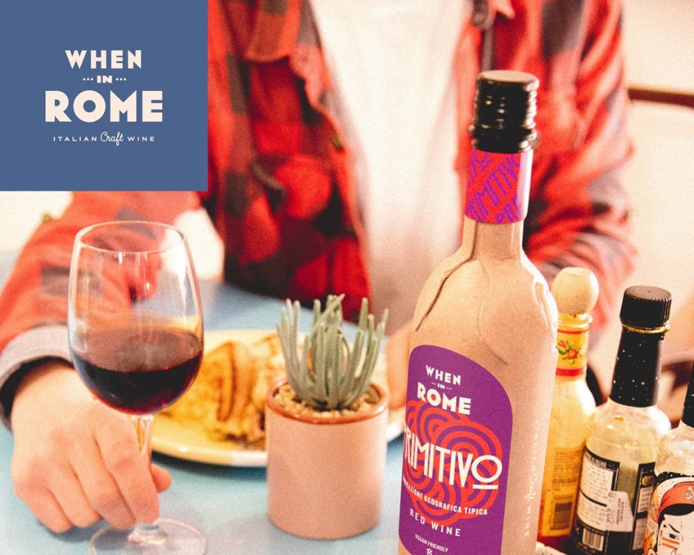 when in Rome paper wine bottle