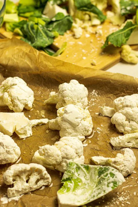 cauliflower on a baking tray