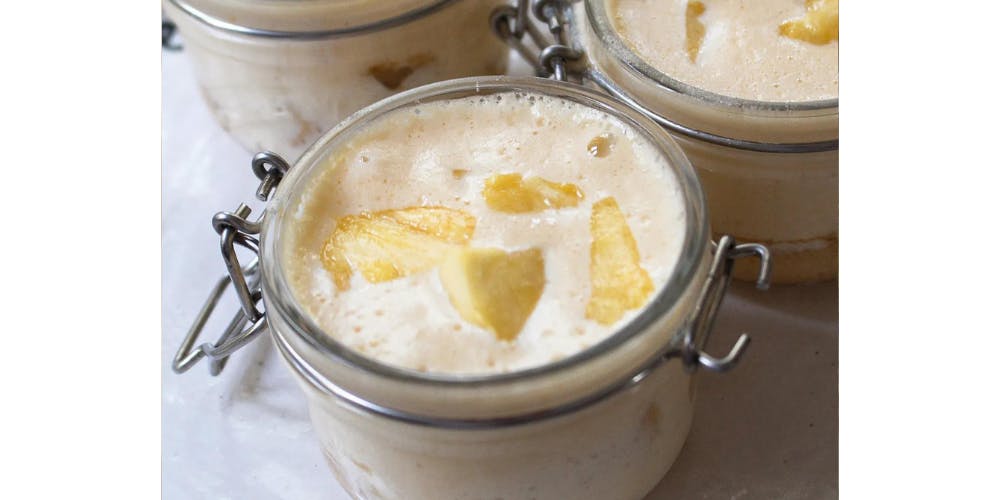 Pineapple tiramisu in a jar