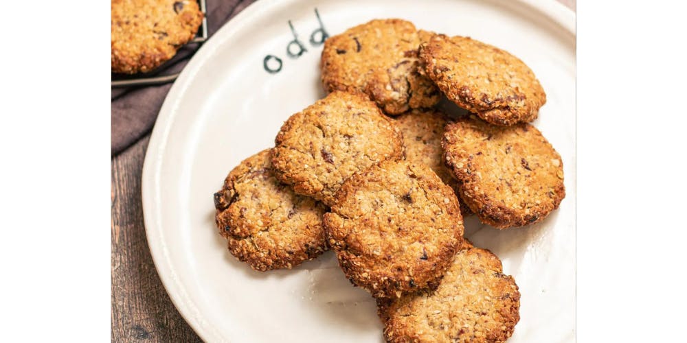 Oat cookies on a white plate