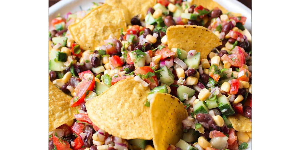 Mexican chopped salad with tortilla chips
