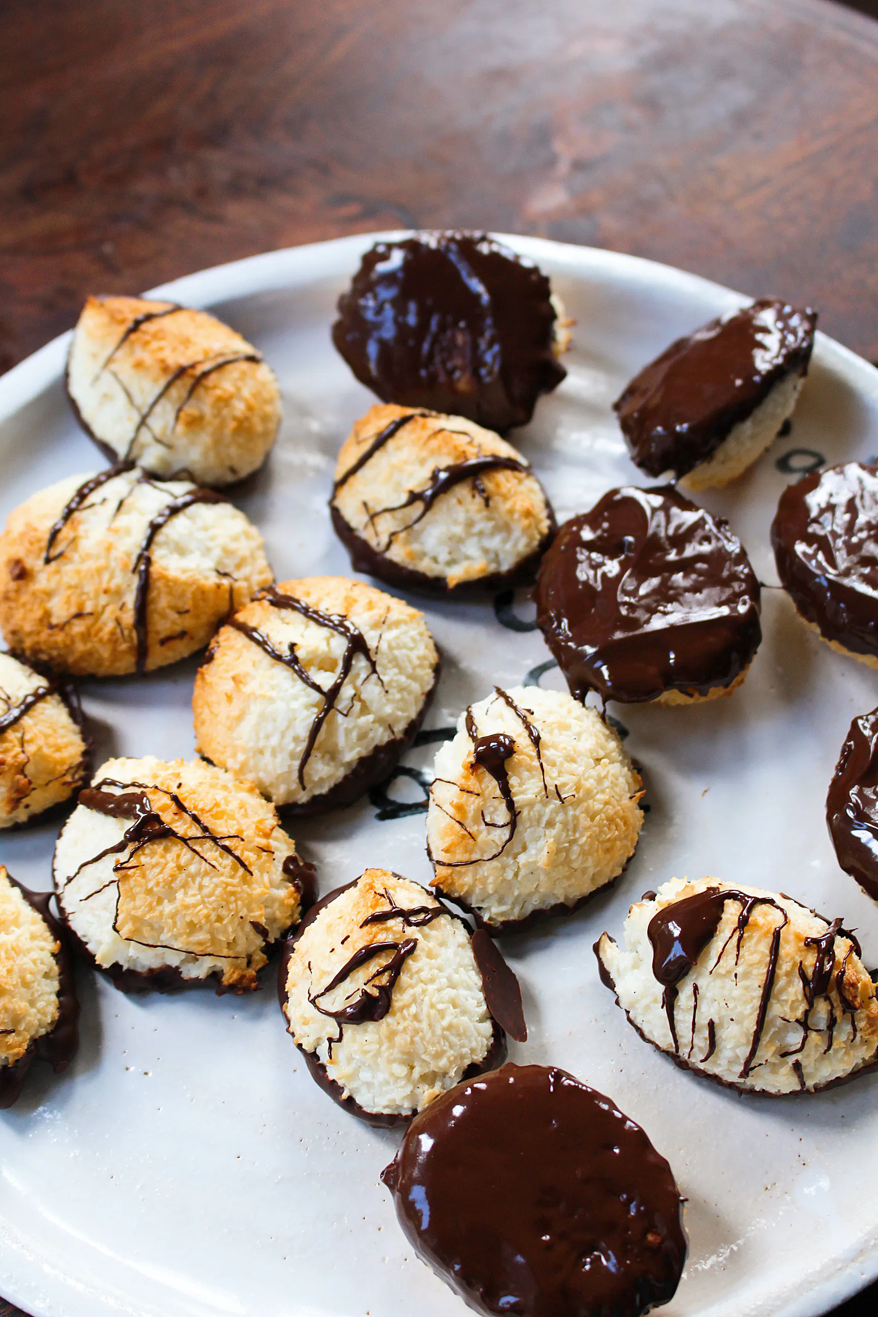 Easy Coconut Macaroons Dipped in Chocolate