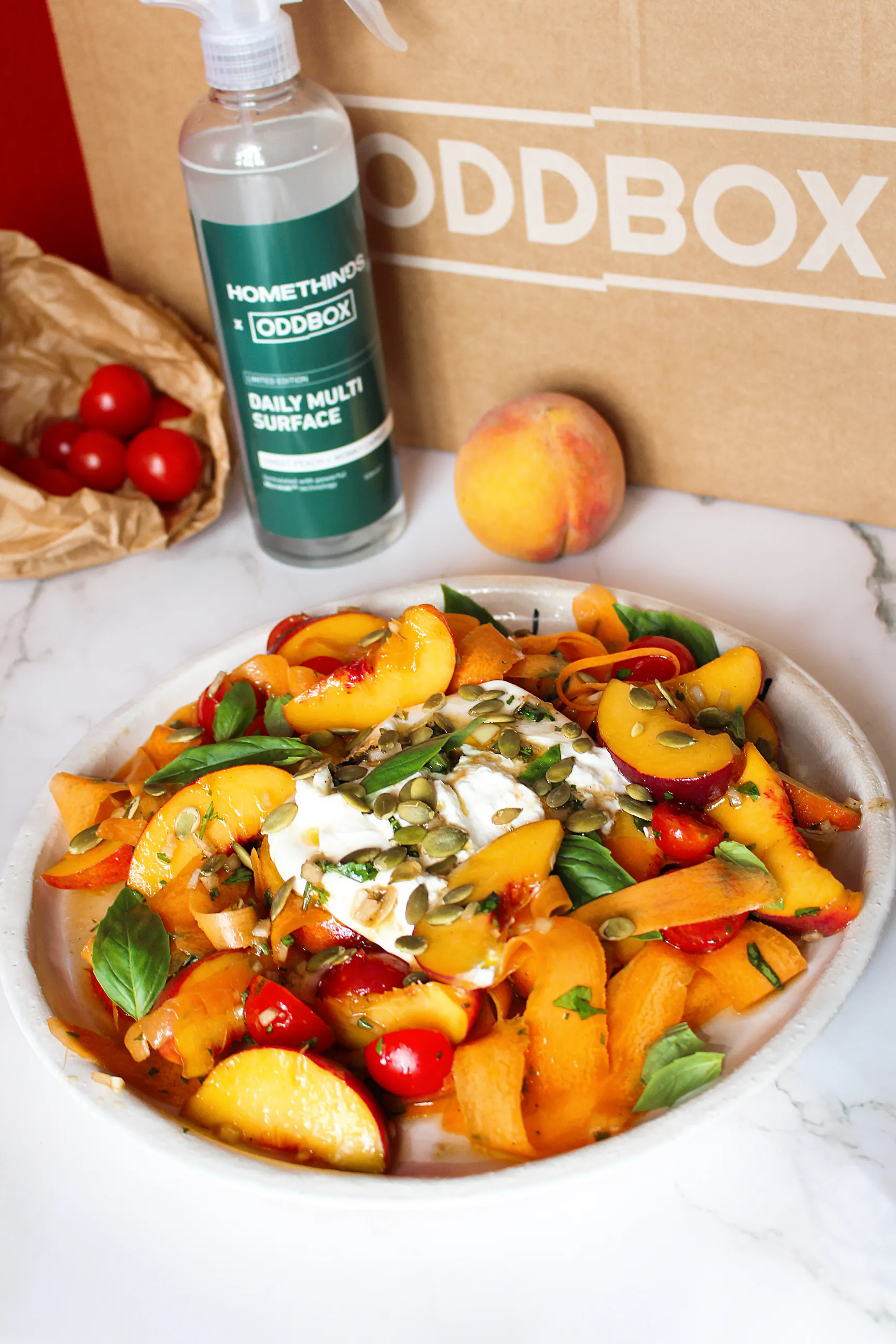 Carrot, Peach & Burrata Salad