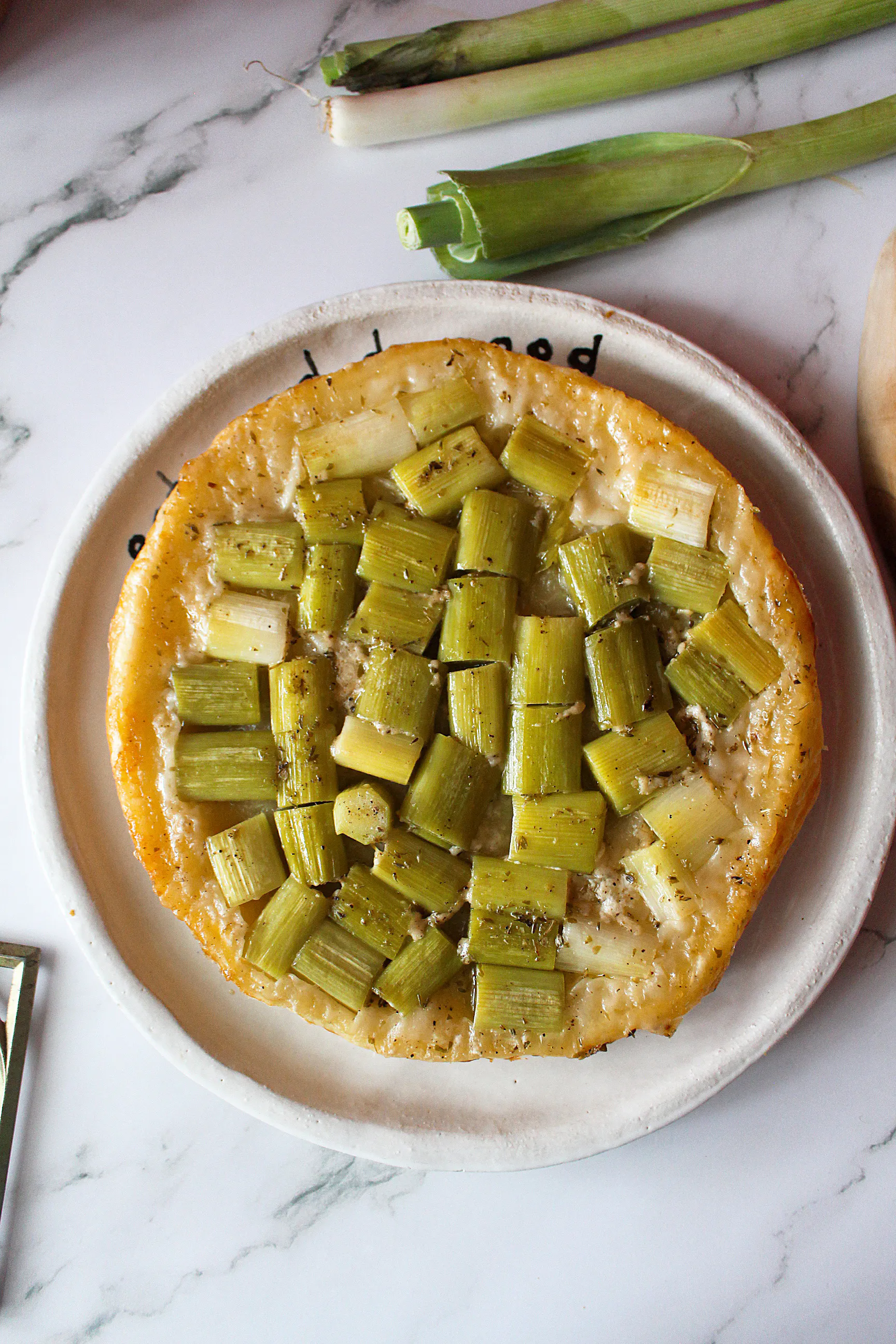 Upside Down Cheesy Leek Tart