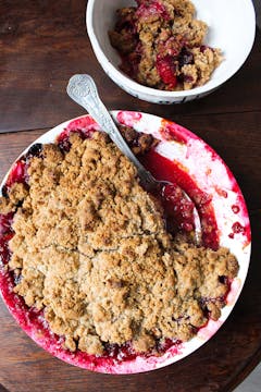 Crumble in pie dish and in oddbox bowl