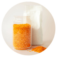 Jar filled with red lentils