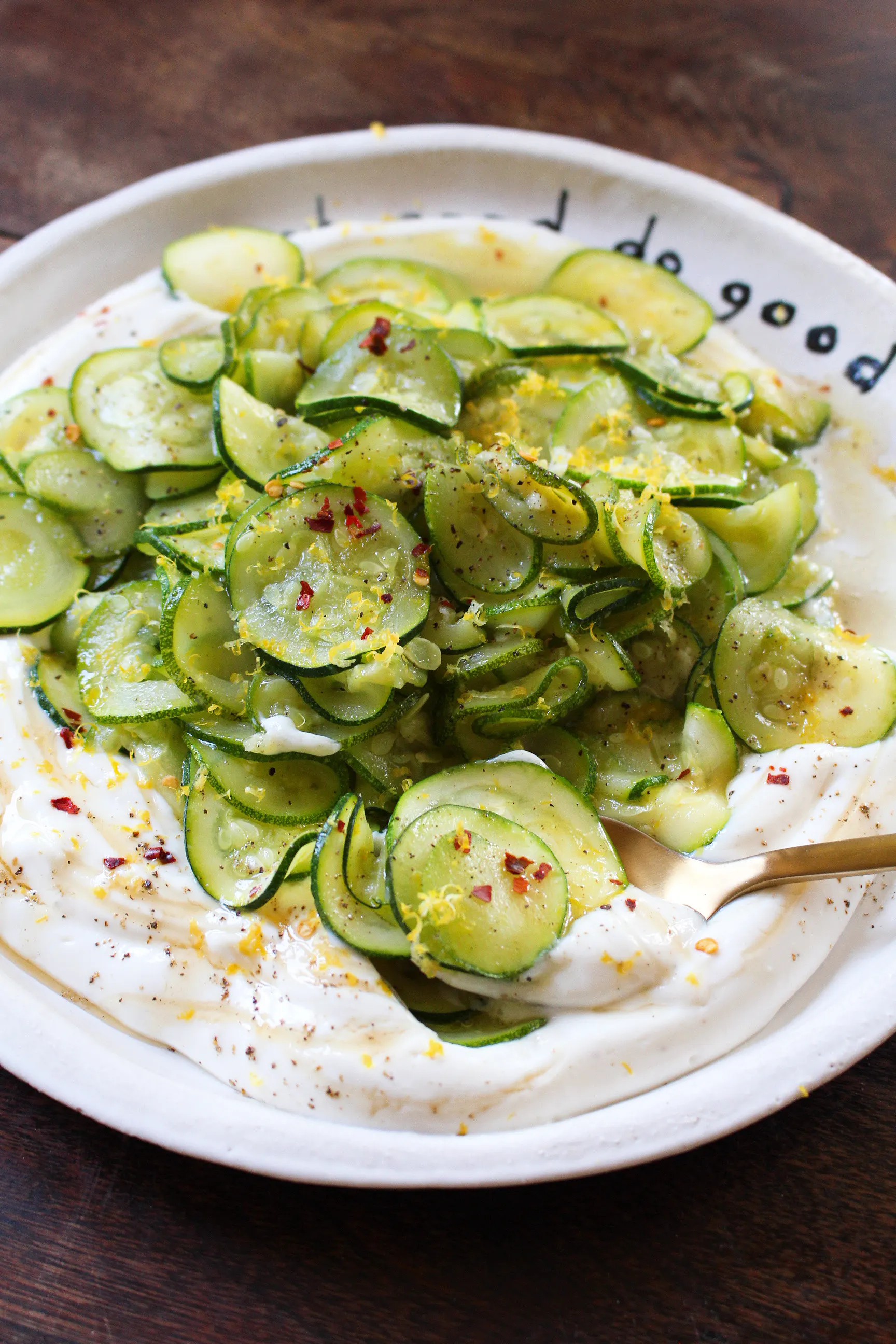 Slow-cooked Courgette with Honey-whipped Ricotta