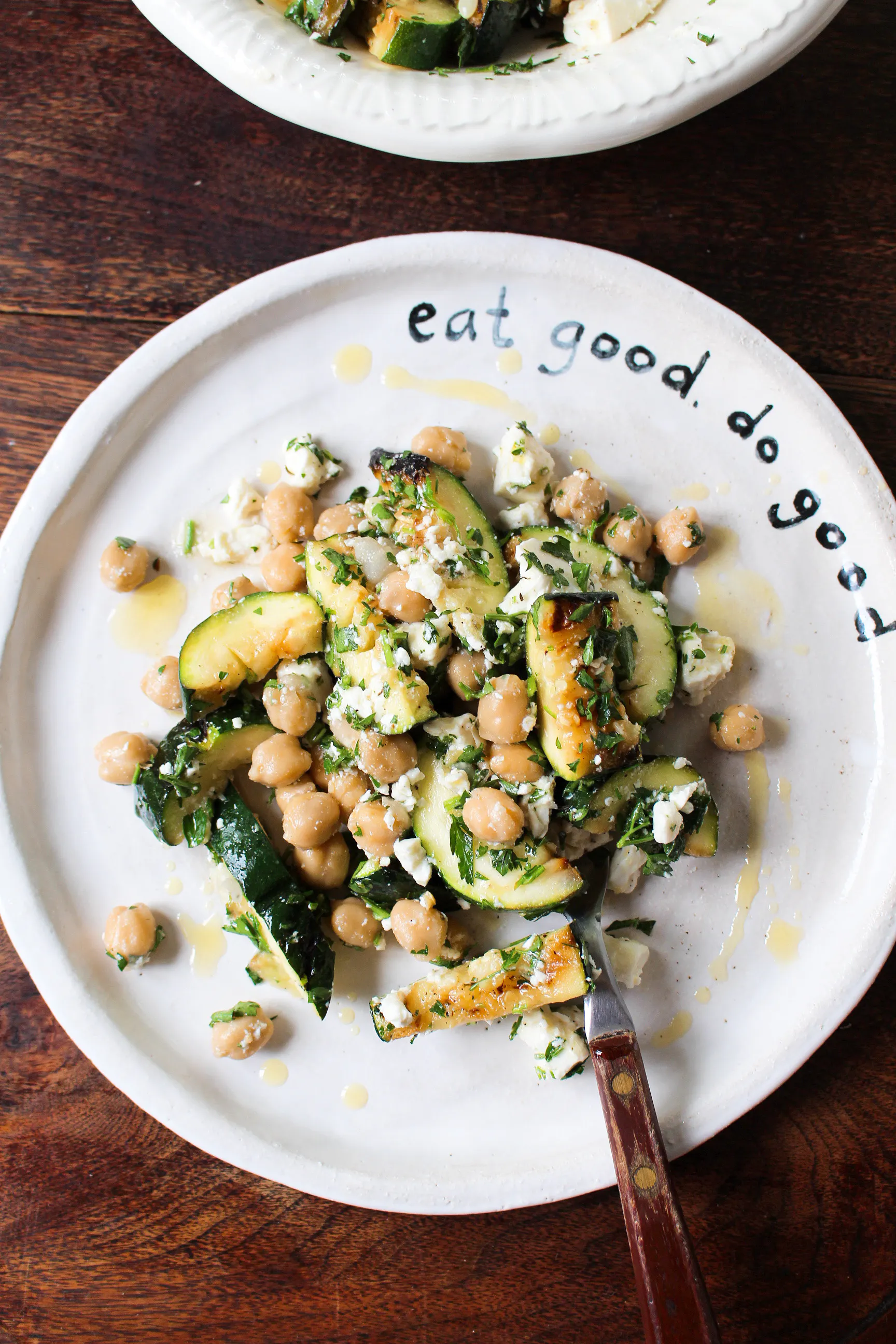 Grilled Courgette, Chickpea & Feta Salad