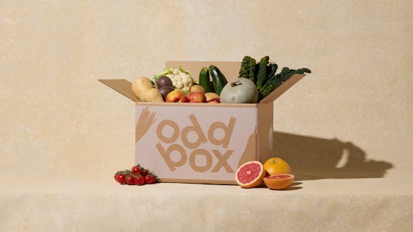 Oddbox filled with fruit and veg.