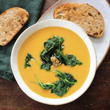 Finished Squash & red Lentil Soup.