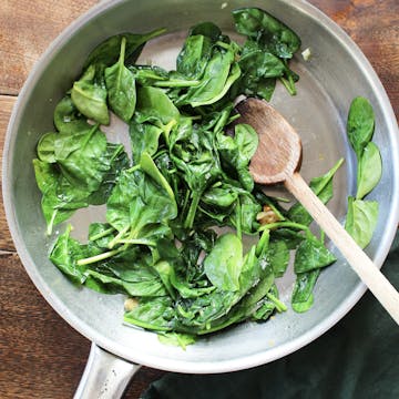 Spinach in a saucepan.