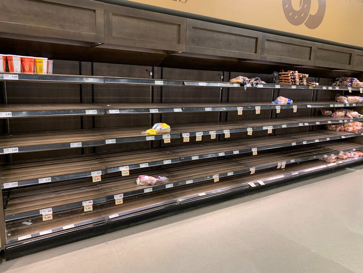 Empty supermarket shelves